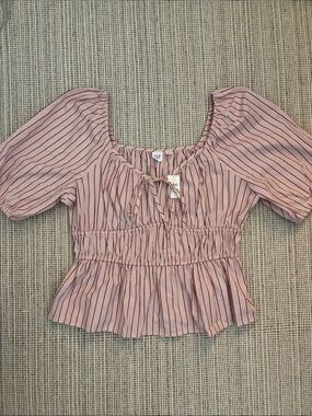GAP Puff Sleeve Cinched Waist Top
